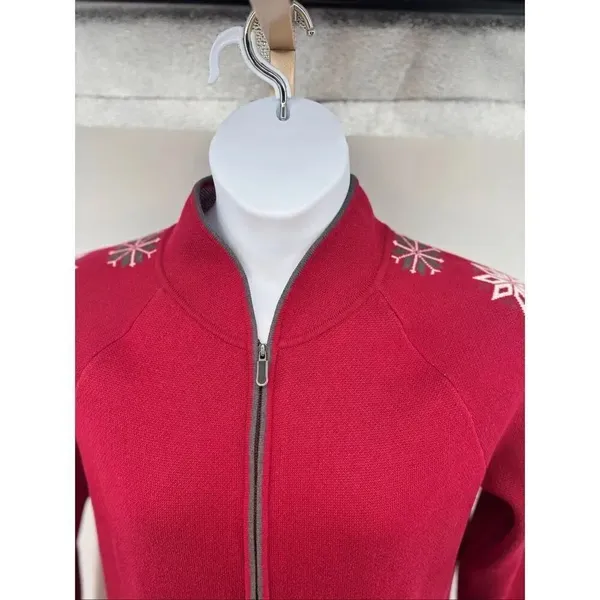 Eddie Bauer Sport Snowflake Full Zip Sweater Jacket XL Red - Image 8