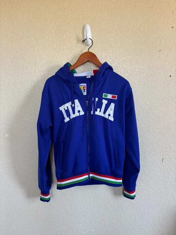 90s Italia Italy blue zip up hoodie - Image 2