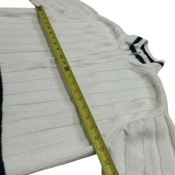 Y2K Dana B. and Karen Black White Stripe Knit Zipup Jacket‎ Old Money Academia M - Image 8