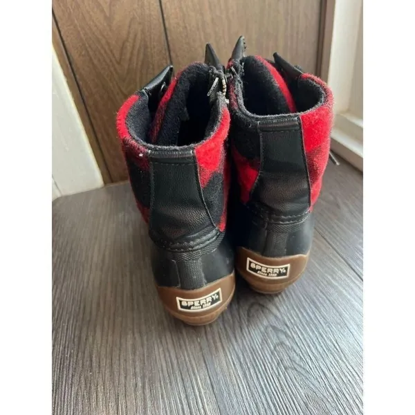 Sperry Buffalo‎ Plaid Duck Boots Red Black Waterproof Winter Ankle Boots - Image 3