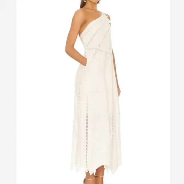 Free People Linen Blend One Shoulder Bella Cottagecore Maxi Dress NWT Size XS - Image 2