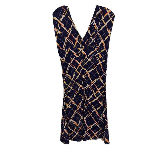 NWT Cabi Felicity Navy Blue Geometric‎ V-Neck Dress Size Medium Cocktail - Image 2