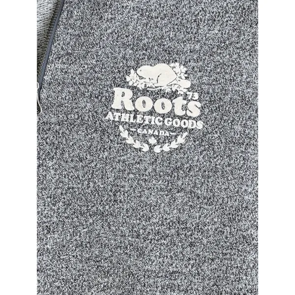 Roots Salt & Pepper Gray Quarter Zip Pullover Sweatshirt Small - Image 3
