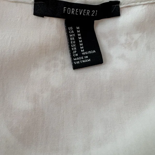 Forever 21 White Lace Sheer V Neck Dress Slit At Bottom Button Front Maxi Size M - Image 7