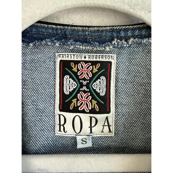 Vintage Hairston Roberson ROPA Denim‎ Vest Women's Small Floral Embroidery USA - Image 7