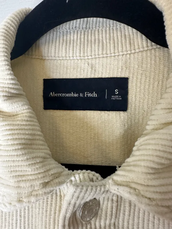 Abercrombie & Fitch Cream Corduroy Shirt Jacket | Men’s Size S - Image 4