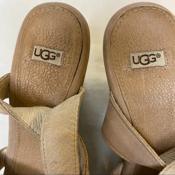 UGG Arian Snake Platform Wedge Ankle Wrap Tan Leather Sandals Womens Size 7.5 - Image 11