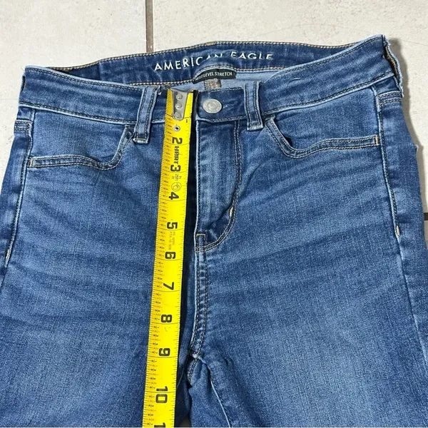 American Eagle Women Blue‎ Denim Hi-Rise Jegging Jeans Next Level Stretch size 0 - Image 9