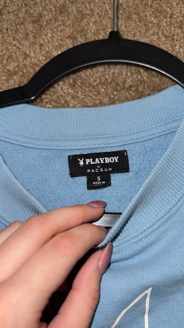 Playboy x PacSun Baby Blue Crewneck Sweatshirt Size Small - Image 2