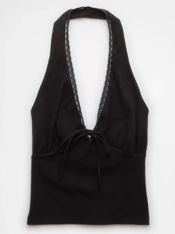 AE Tie Front Halter Crop Top - Image 5