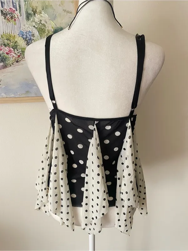 Victoria’s Secret Sexy Little Things Y2K Mesh Polka Dot Lace Babydoll Tank Top - Image 6
