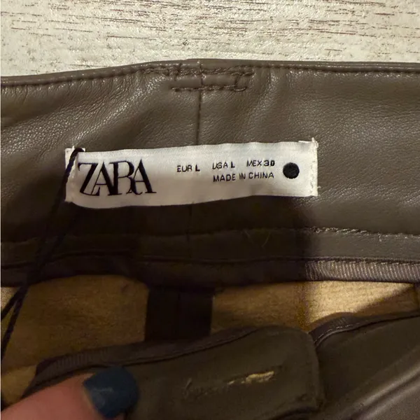 Zara Faux Leather Straight Leg Trousers - Image 4