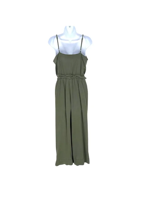 Splendid Minimalist Utility Safari Button-Front Jumpsuit Olive Green Size Medium - Image 9