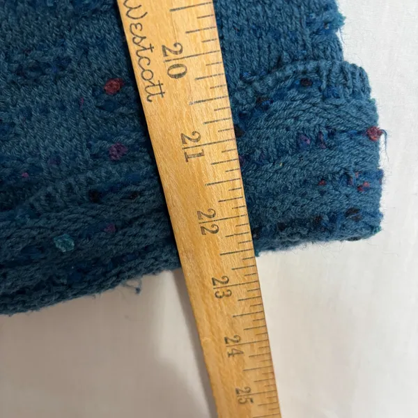 Habitat Sweater Blue Speckled Mock Neck Chunky Knit Rolled Cuff Lagenlook Boho L - Image 8