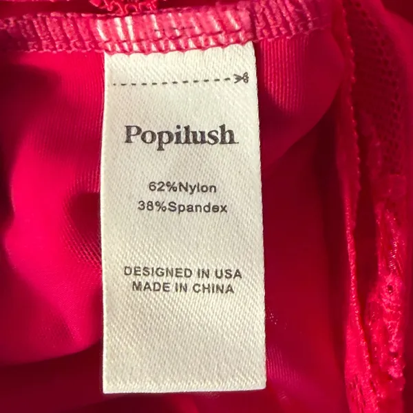 NWT Popilush Hot Pink Lace Deep V Sleeveless Shapewear Bodysuit Large - Image 7