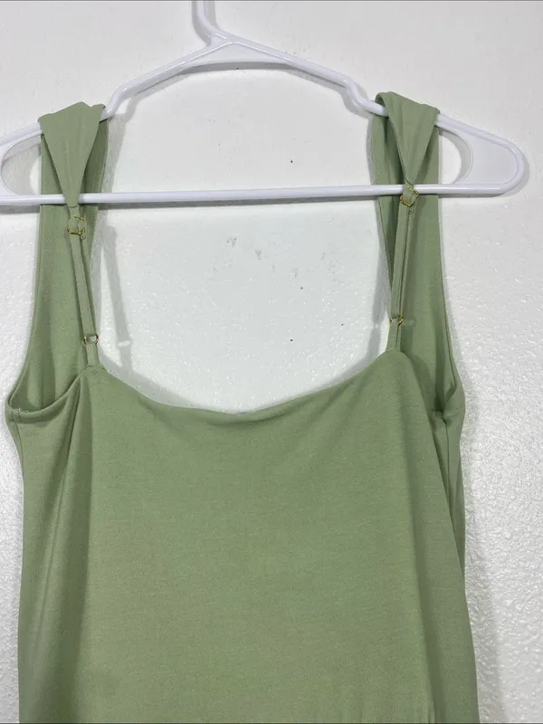 Oh Polly Light Green Square Neck Mini Dress Size Us6 92% Modal 8% Elastane - Image 8