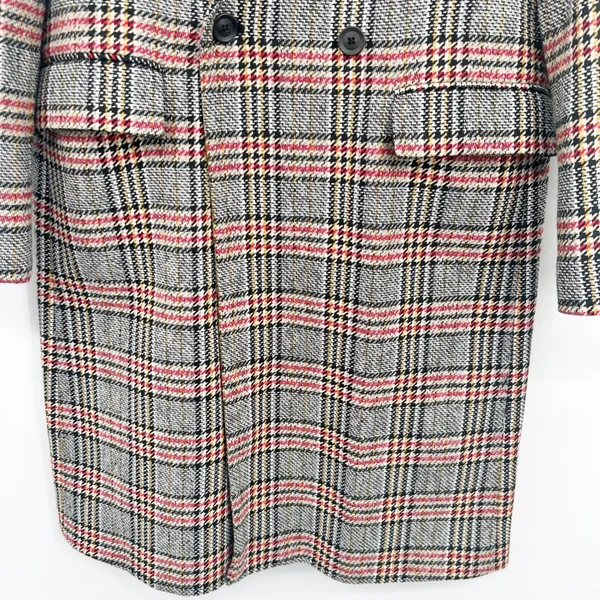 Zara Womens Plaid Wool‎ Blend Double Breasted Dark Academia Longline Coat Size M - Image 3