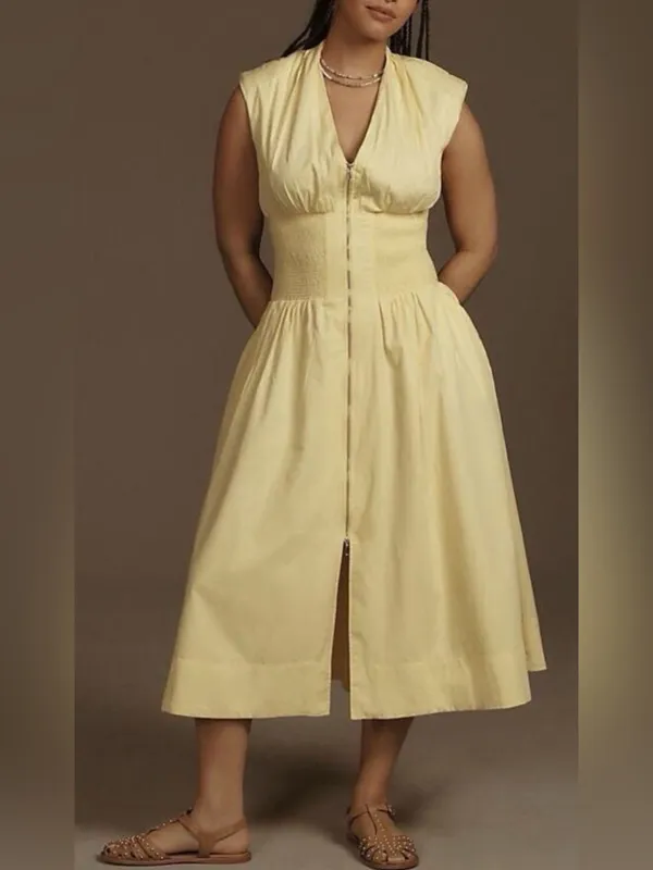 Anthropologie Tommie Zip-Front Midi Dress XS - Image 2