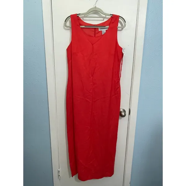 Vintage Jessica Howard 2 Piece Dress Set Size 10 Orange Linen Blend Summer NWT - Image 5