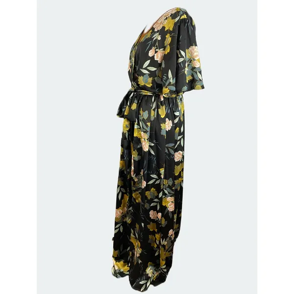Baltic Born Black Sicily Maxi Floral Satin Dress Size XXL - Image 6
