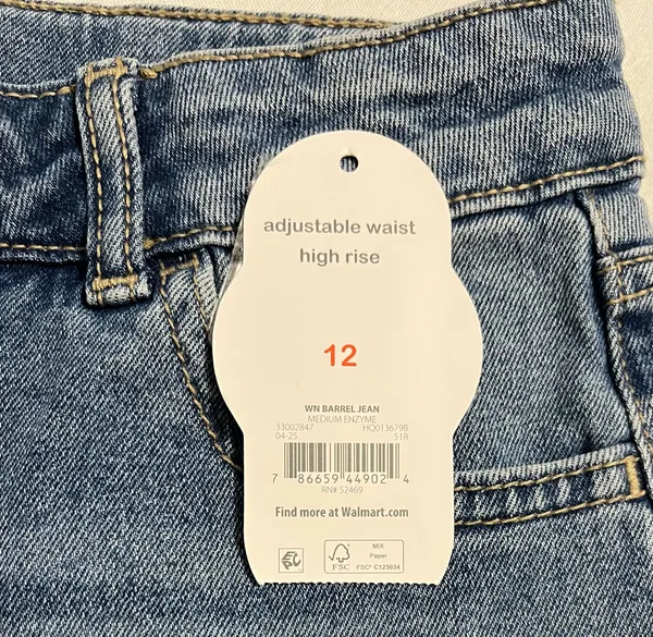 Wonder Nation Girls Barrel Jeans High Rise Adjustable Waist Size 12 NEW Med Wash - Image 11