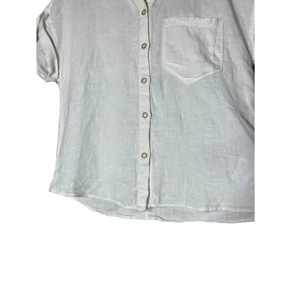 Zara Linen White Button‎ Front Blouse Size Small - Image 3