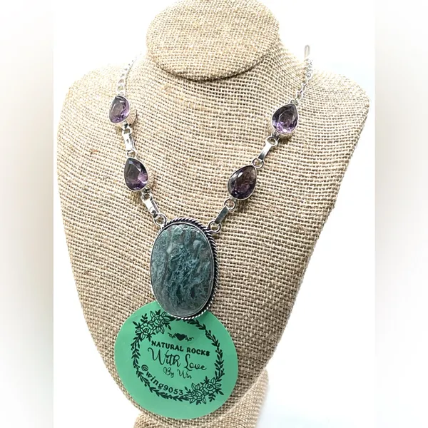Moss Agate Necklace 16 - Image 3