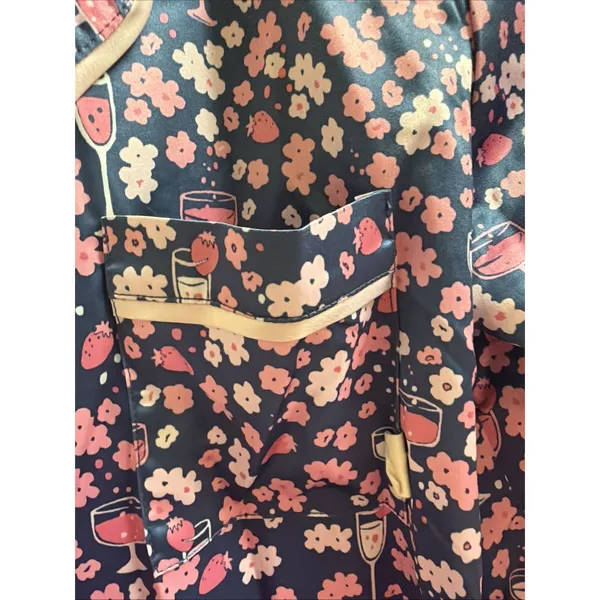 Munki Munki Women's Pajamas Sz S Satin Floral Wine Mimosa Champagne Sleep Set PJ - Image 3