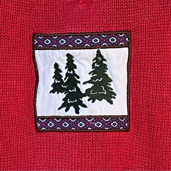 Vintage Breckenridge Grandma 1/4 Zip Turtleneck Fir Tree Sweater Red Size XL - Image 6