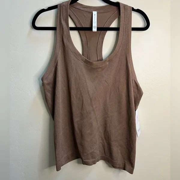 Athleta Momentum Seamless Tank Brown Metallic‎ Shimmer Racerback 466455 XL NEW - Image 2