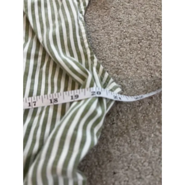 Max Studio London Sleeveless Blouse L Green Stripe Smocked Back Peplum Top - Image 7