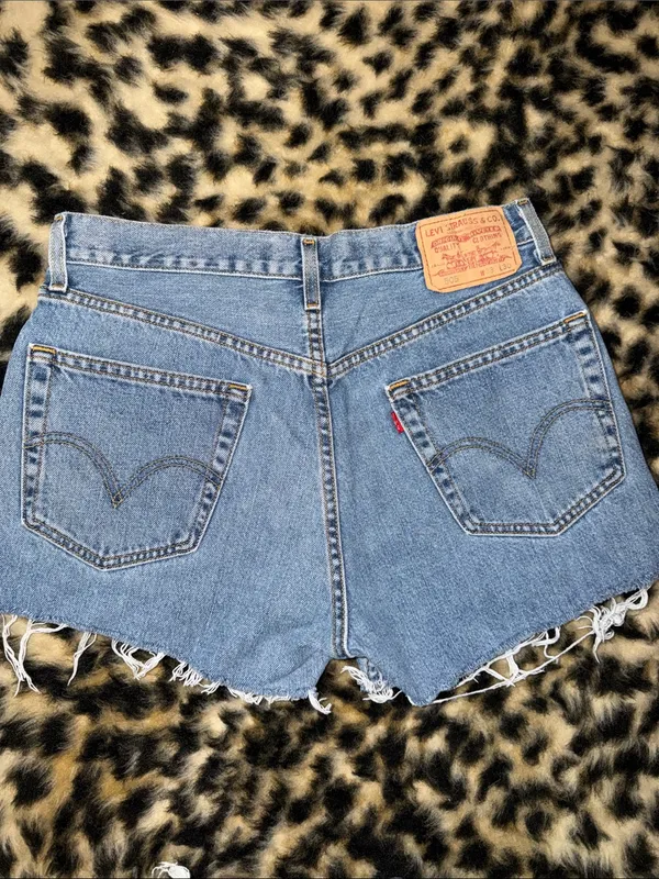 Levi's Blue Denim Cutoff Shorts - Image 3