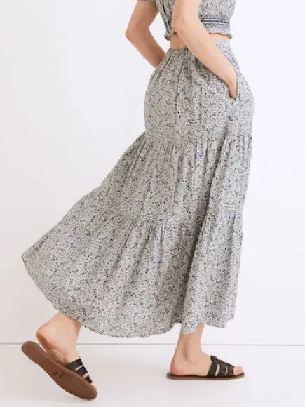 MADEWELL 100% Cotton Button-Front Tiered Maxi Skirt - Image 2