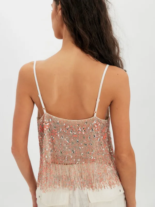 Free People Juliet Beaded Tank- size Medium - Image 3