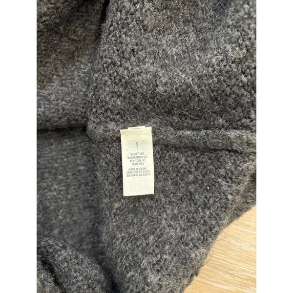 Aerie Womens Turtleneck Sweater Dress Charcoal Gray Oversized Cozy Knit Small - Image 5
