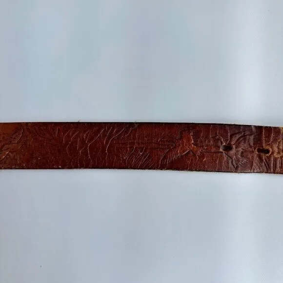 Handcrafted Brown Leather Belt Deer Hunting Mountains Fishing Western Boho Ranch - Image 7