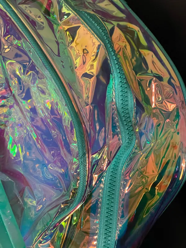 Holographic Teal Clear Backpack with Starry Wristlet Blue - Image 5