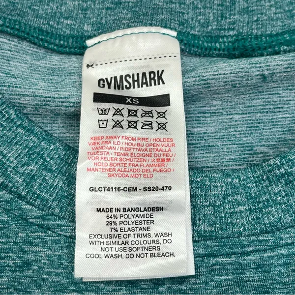 GymShark Womens Size XS Teal Long‎ Sleeve Cropped Fitted Top Workout Athletic - Image 2