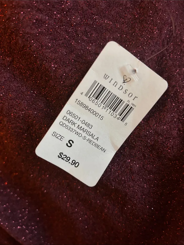 Windsor Sparkle Maxi Skirt with matching cowl neck shirt set Burgundy- Small - Image 3