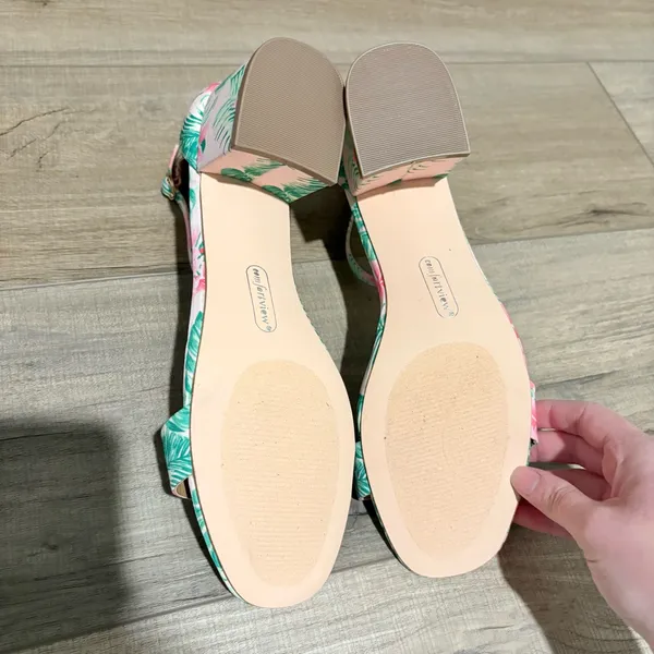 Comfortview The Orly Sandal block‎ heel floral Green Leaf pink size 10 - Image 5