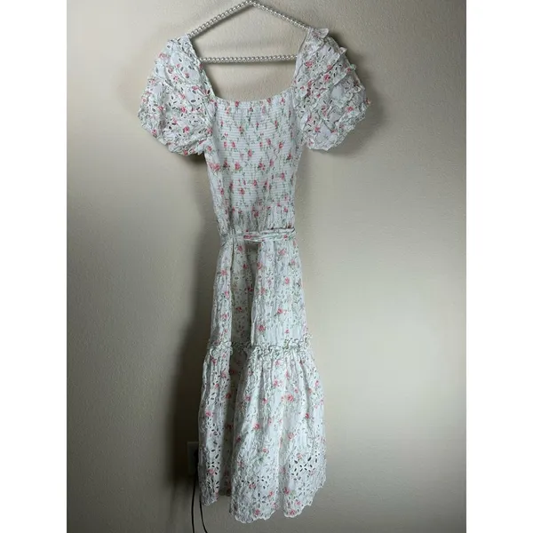 LoveShackFancy Clementine Eyelet Dress Size 2 Coquette Floral Girly Midi Length - Image 10