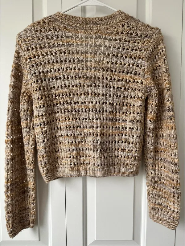 Marled Open Stitch Cardigan All in Favor Beige Tan Size Small - Image 4