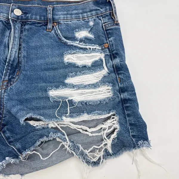 American Eagle Strigid High Rise Distressed Denim‎ Shorts Blue Women Size 10 - Image 2