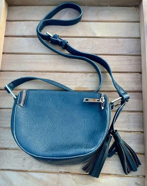 Free People Bond St. Saddle Crossbody Bag Blue - Image 5