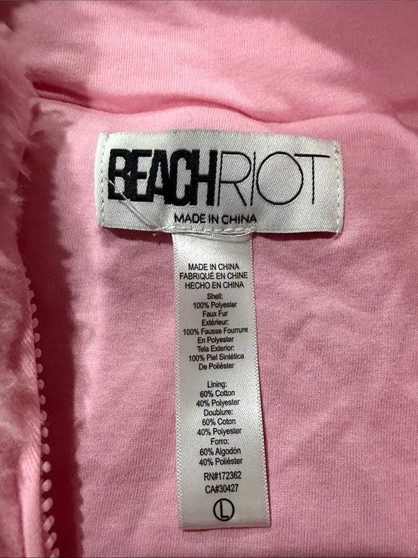 Beach Riot Pink & Teal Sherpa Ski-Lift Pullover size L EUC - Image 3