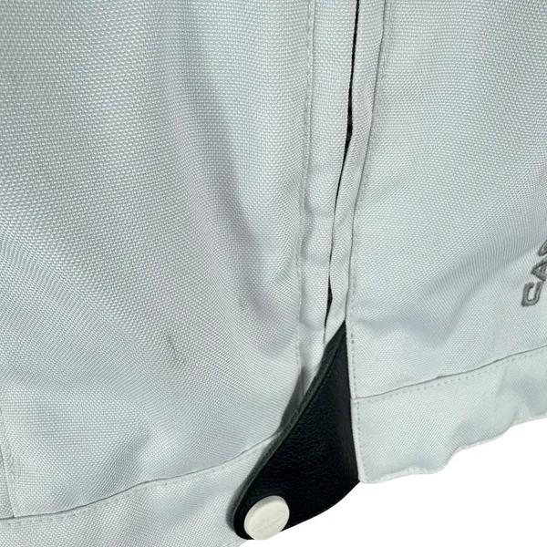 Castle Streetwear White Gray Full Zip‎ Lined Mock Neck Motorcycle Jacket Size 10 - Image 5