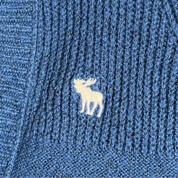 Vtg‎ Abercrombie and Fitch Cardigan Women’s Size Large Electric Blue Moose Logo - Image 5