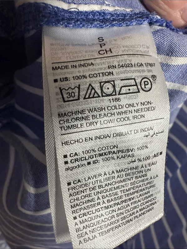 Old Navy Blue White Striped Button Front Shirt Dress Preppy Coastal Nautical - Image 7