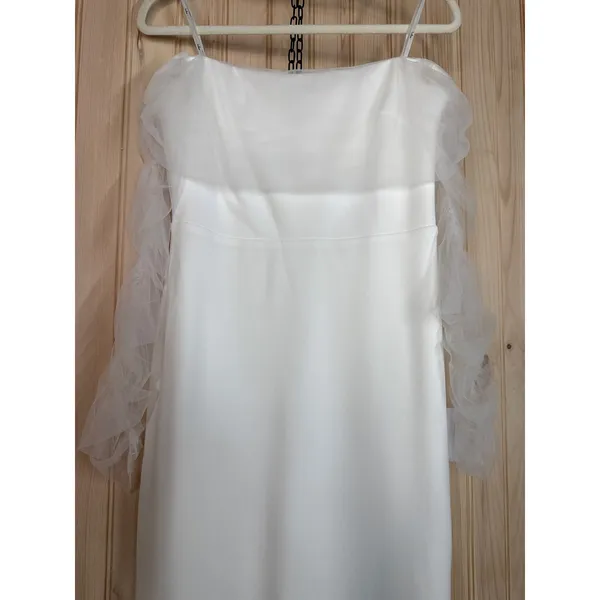 Lulus Beautifully Beloved White Mesh Off-the-Shoulder Maxi Dress Elegant Medium - Image 8