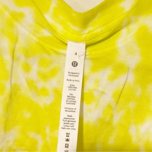 Lululemon All Yours Crop Tank Top Size 4 Yellow Tie Dye Crewneck Sleeveless - Image 3